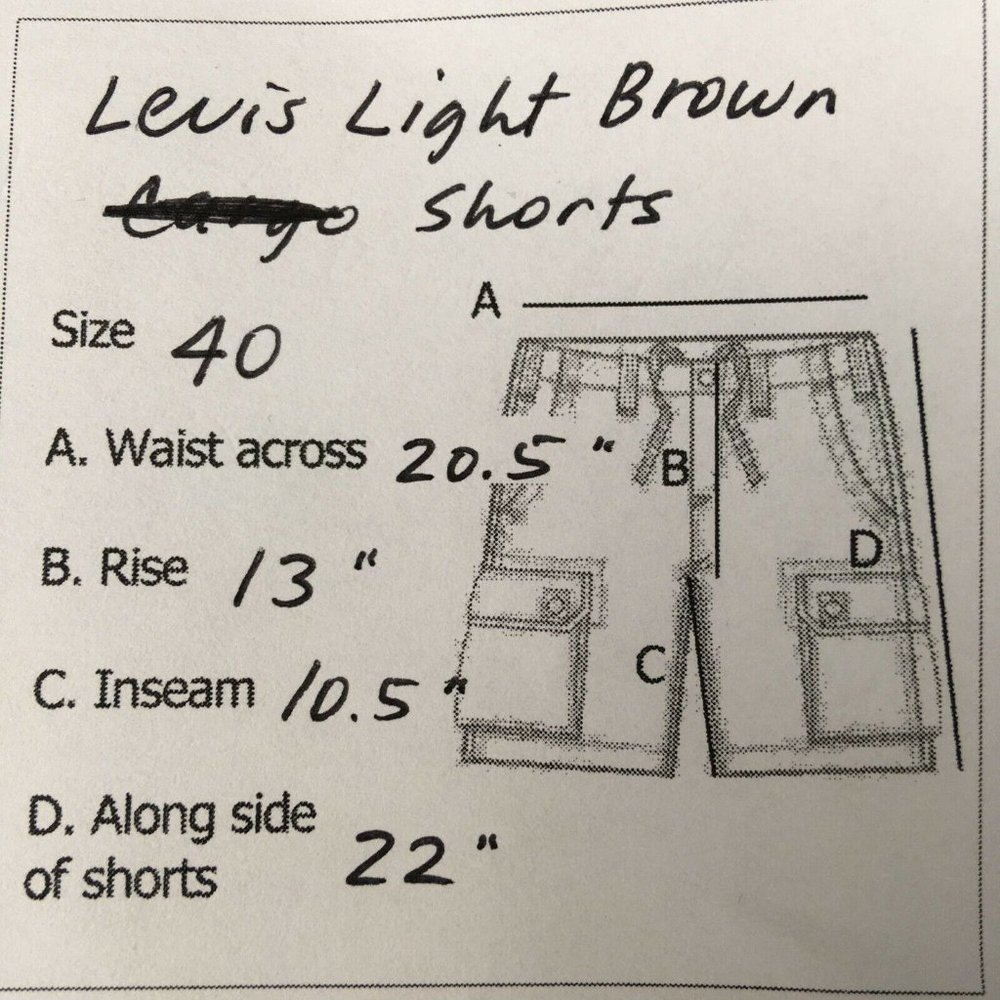 Levis Mens Light‎ Brown Casual Shorts sz 40 Flat Front Cotton Travel Pockets - Picture 10 of 10